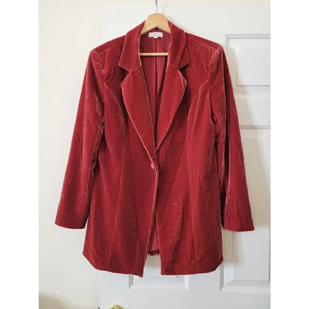 Sedge Red Velvet Blazer M